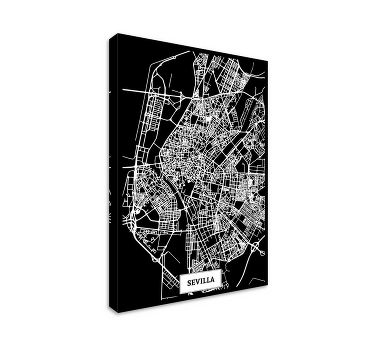 Cuadro ciudades mapa topográfico de Sevilla - TenVinilo
