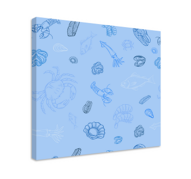 Quadro para cozinha Padrão de frutos do mar - TenStickers