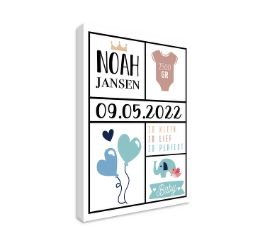 Gepersonaliseerde canvas schilderij geboorte - TenStickers