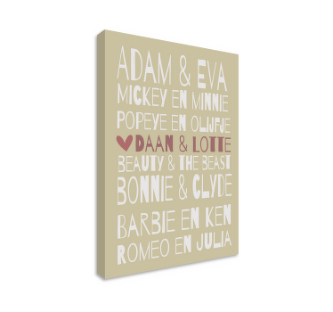 Gepersonaliseerde canvas schilderij liefde - TenStickers