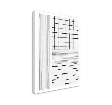 Wandbild Wohnzimmer moderne schwarze Linien - TenStickers