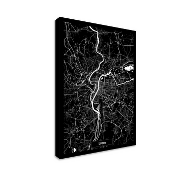 Tableau carte topographique Lyon - TenStickers