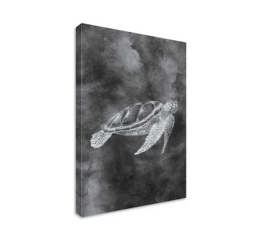 Black watercolor turtle wall art - TenStickers