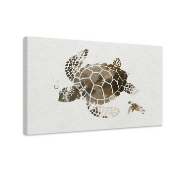 Brown watercolor turtle living room wall art - TenStickers