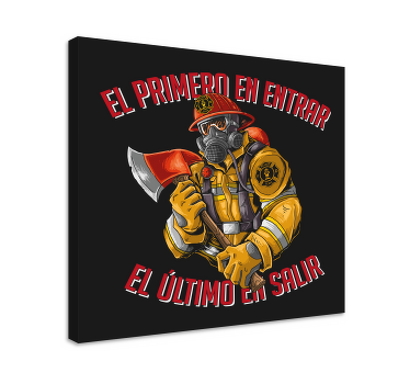 Cuadro con personajes ilustracion bombero - TenVinilo