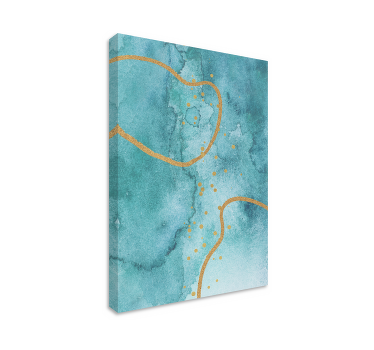 Abstract aquamarine gold abstract wall art - TenStickers