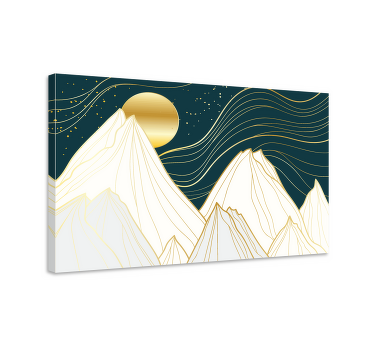Tableau montagnes dorées style abstrait - TenStickers