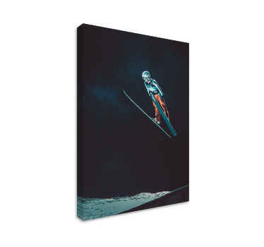 Ski springen in nacht canvas - TenStickers