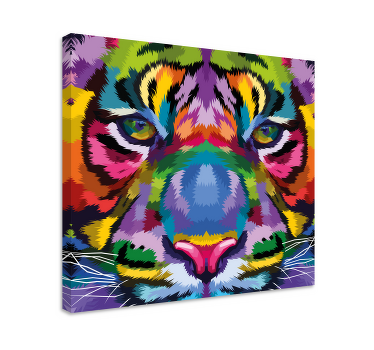 Colorful tiger face animal canvas prints - TenStickers