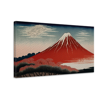 Cuadro comedor volcán Rojo de Hokusai - TenVinilo