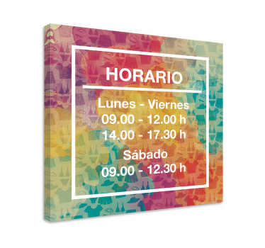 Cuadro personalizable horario de apertura - TenVinilo