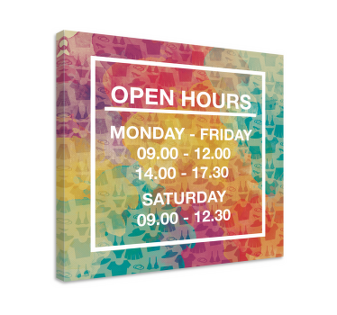 Opening hours customized canvas print - TenStickers