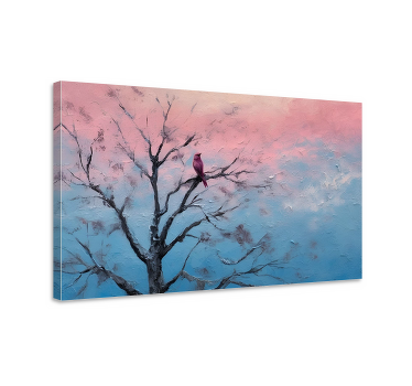 Bird In A Tree Sky Canvas Wall Art - TenStickers