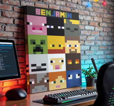 Pixelerede ansigter i gaming personligt lærredsbillede - TenStickers