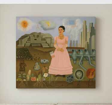 Frida Khalo at the border canvas art - TenStickers