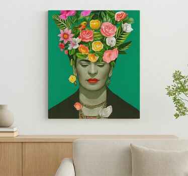 Tableau art frida kahlo fleurs colorées - TenStickers