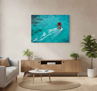Cuadro azul windsurfista en el agua - TenVinilo