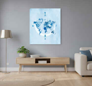 Cuadro azul planisferio azul acuarela - TenVinilo