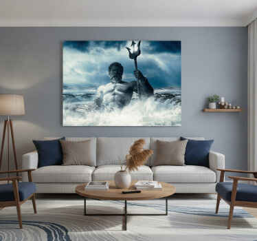 Cuadro azul diseño artístico poseidón - TenVinilo