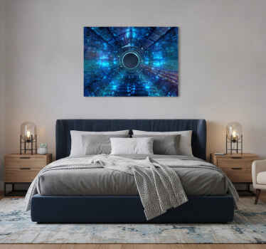 Cuadro azul fondo sci-fi geométrico azul - TenVinilo