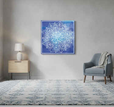 Cuadro azul mandala azul dibujado a mano - TenVinilo