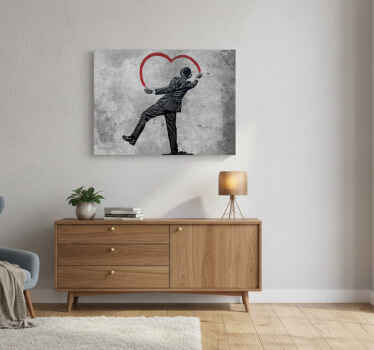 Cuadro gris graffiti de banksy en la pared - TenVinilo