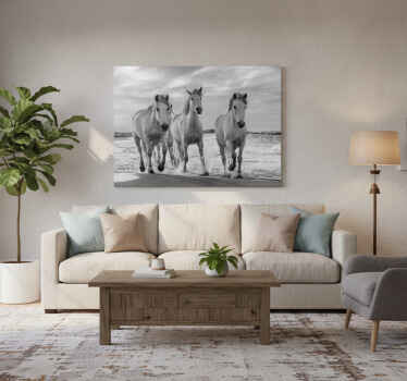 Paarden schilderij op canvas rennende paarden - TenStickers