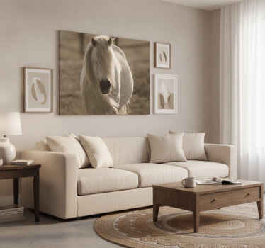 Paarden schilderij op canvas wit gezicht paard - TenStickers