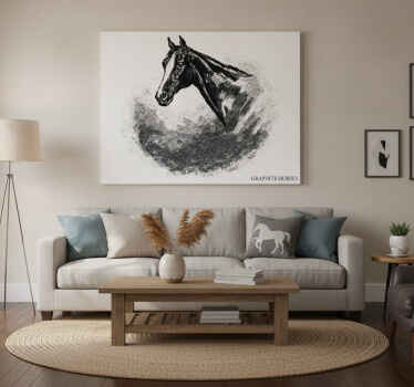 Paarden schilderij op canvas potloodtekeningen - TenStickers