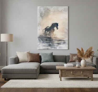 Paarden schilderij op canvas wild paard - TenStickers