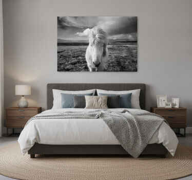 Paarden schilderij op canvas wit paard - TenStickers