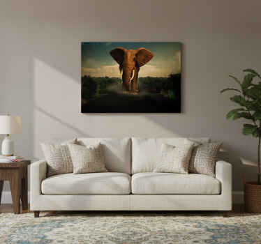 Canvas schilderij olifant olifant op de weg - TenStickers