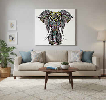 Canvas schilderij olifant mandala vinyltapijt - TenStickers