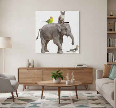Canvas schilderij olifant en andere dieren - TenStickers