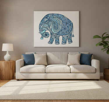 Canvas schilderij olifant mandala met bloem - TenStickers