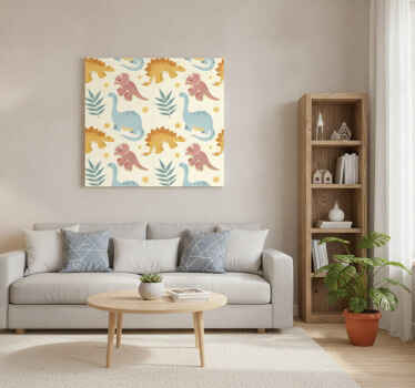 Canvas schilderij dinosaurus in minimalistische stijl - TenStickers