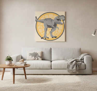 Canvas schilderij dinosaurus t-rex achtergrond handgetekend - TenStickers