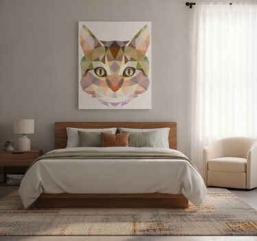Cuadro de gatos vinilo decorativo cara de gato geométrico - TenVinilo
