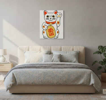 Cuadro de gatos vinilo decorativo gato chino - TenVinilo
