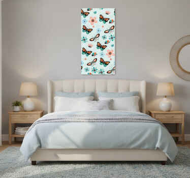Butterfly canvas of butterflies and flowers - TenStickers