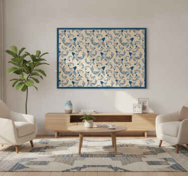 Wandbild fische blaue schwimmende fische auf beige - TenStickers