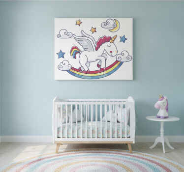 Tableau licorne autocollant mural arc-en-ciel - TenStickers
