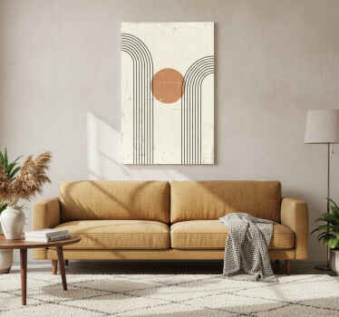 Beige canvas schilderij abstract halve boog - TenStickers