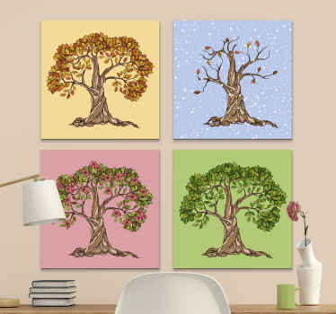 a wonderful four seasons canvas wall art with tree illustrations of every season of this year to decorate any room in your house.