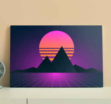 Tableau vintage paysage de montagne synthwave - TenStickers