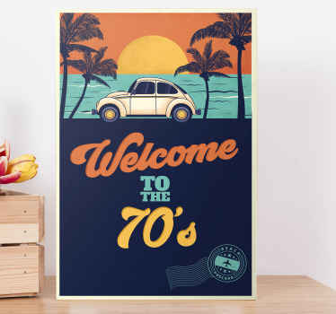 Quadro vintage Bem-vindo ao vertical dos anos 70 - TenStickers