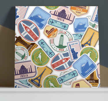 Tableau villes et pays collage de monuments mondiaux - TenStickers