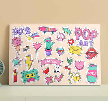 Retro Pop Stickers canvas print - TenStickers