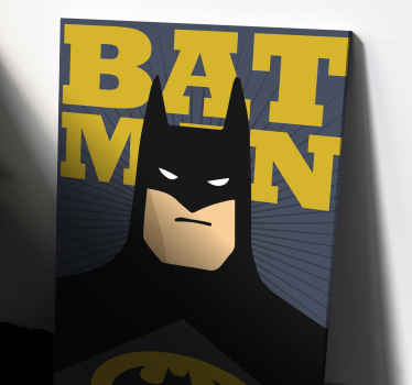 Canvas print with Batman. It shows Batman's bust in black outfit and a text "Batman". Made of high quality materials. Check it out!