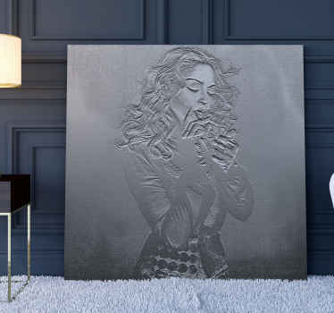 Canas print with smoking Madonna. The pattern shows the singer smoking a cigarette and it is made on a stone like texture.
